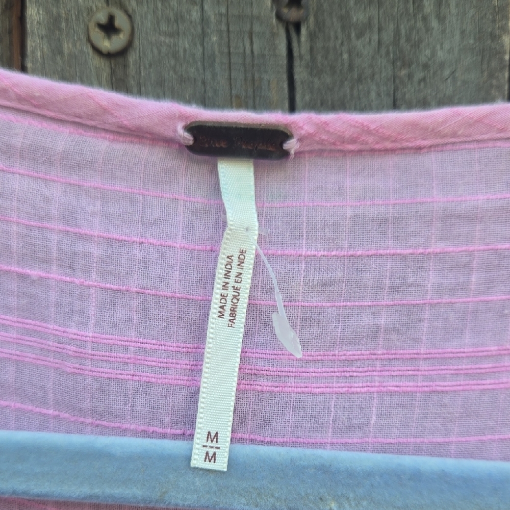 Free People Pink Flutter Crop Peasant Top - Picture 2 of 10